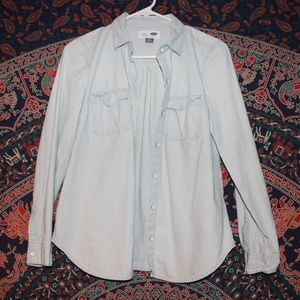 Light-Wash Denim Button-Down Shirt